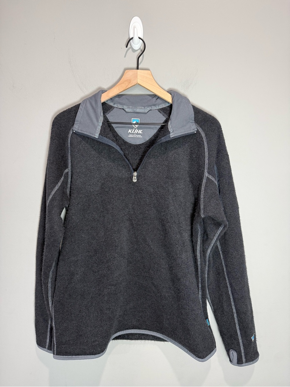 KÜHL Alfpaca Fleece 1/4 Zip Pullover‎ Charcoal Gray Men's Large Outdoor